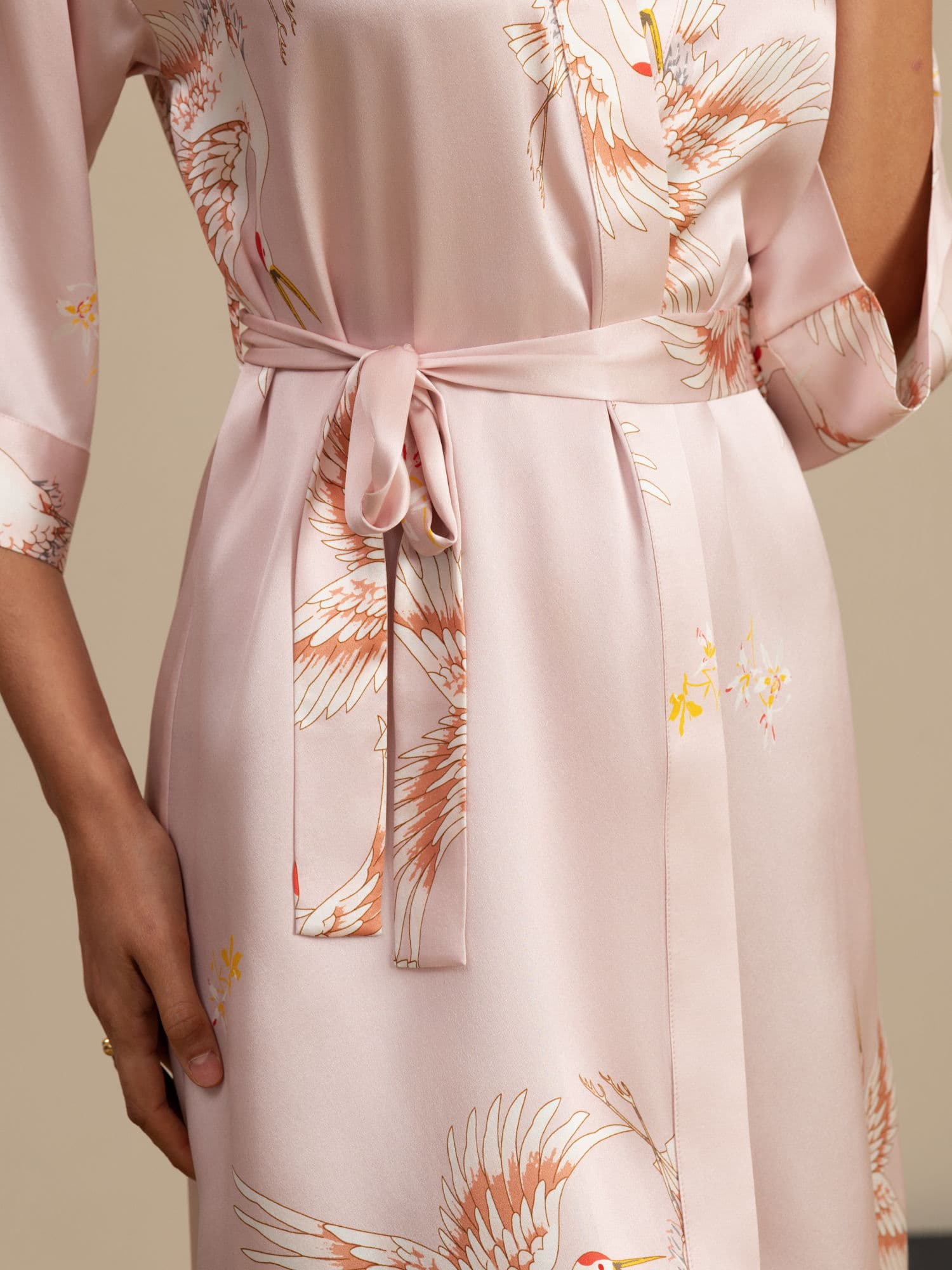 [Roze] SilkSilky-NL 19Momme 3/4 Mouw Dames Kamerjas 004