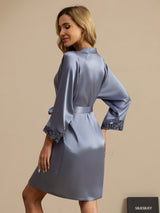 [Lichtblauw] SilkSilky-NL 3/4 Sleeve Dames Kamerjas 002