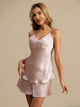 [Roze Hart Geo] SilkSilky-NL 19Momme Spaghetti Bandjes V Hals Cami-Set 004
