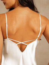 [Wit] SilkSilky-NL Spaghetti Strap Split Nachthemd 005