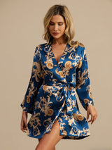 [Navy Draak] SilkSilky-NL 3/4 Mouw Dames Kamerjas 005