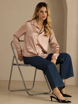 [Toscane] SilkSilky-NL Long Sleeve Lapel Collar Dames Blouse 005