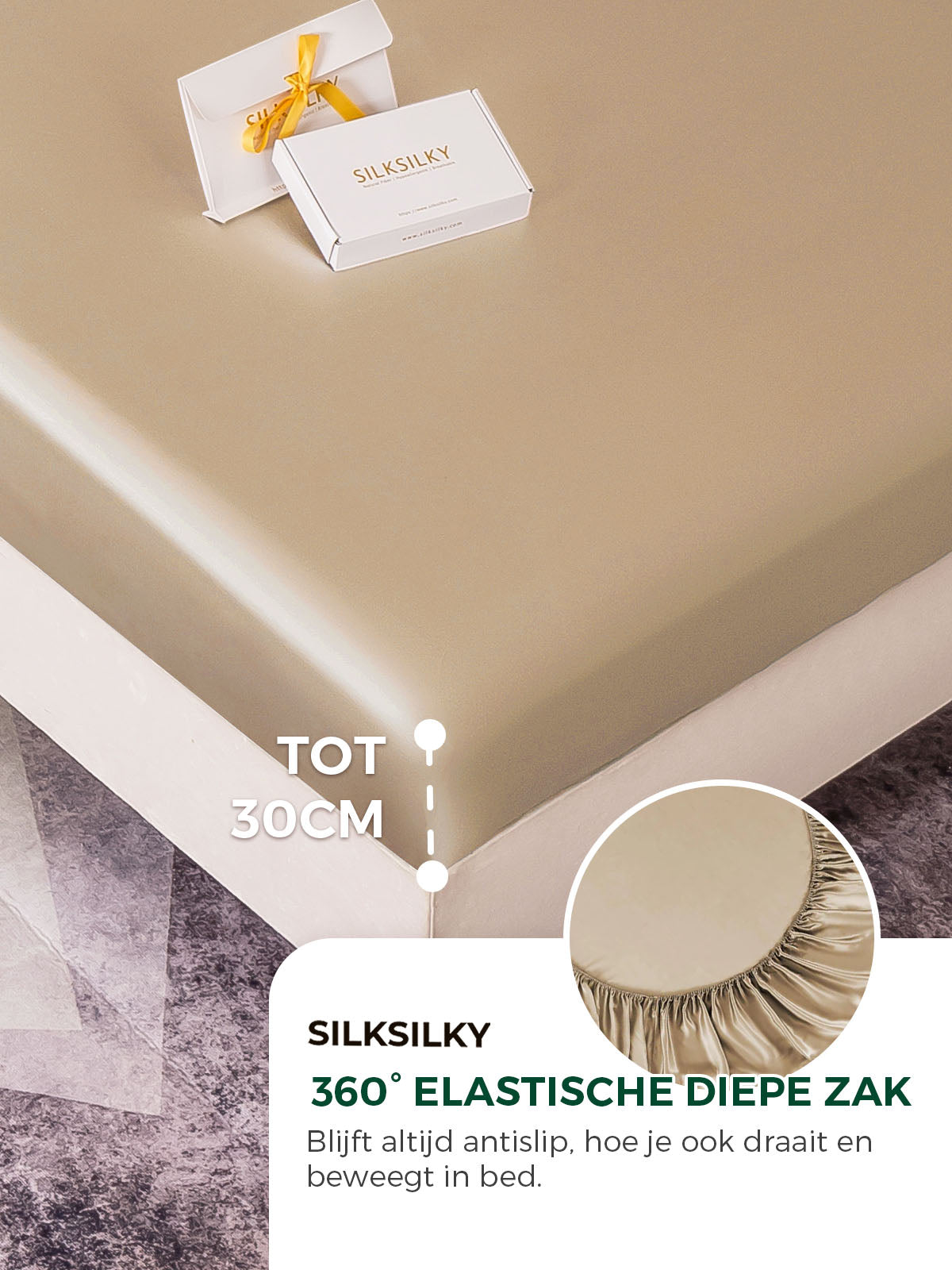 [Beige] SilkSilky-NL 19Momme Bedding Set 004