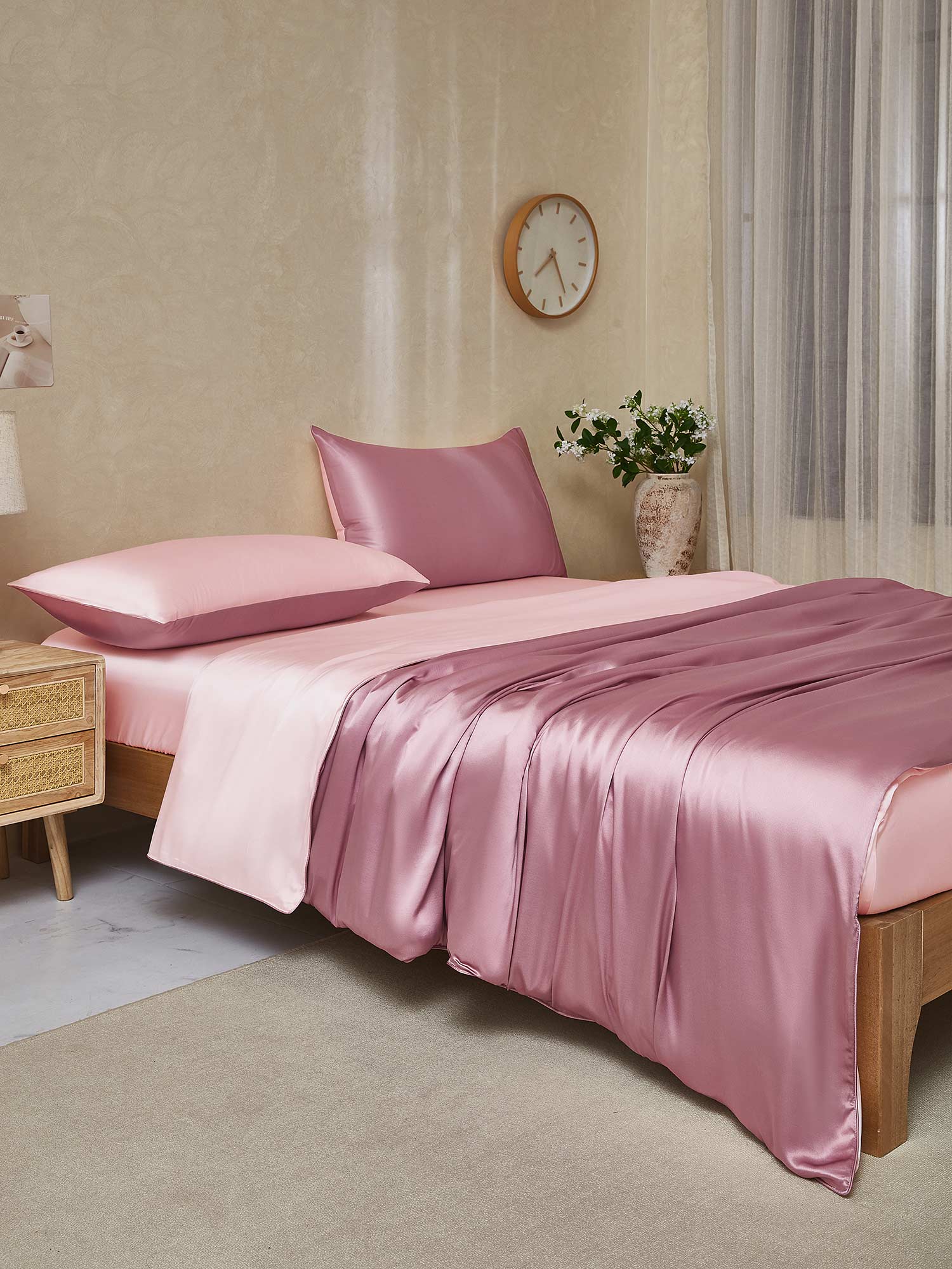 [BleekMauve+Lichtroze] SilkSilky-NL 22Momme Bedding Set 003,
