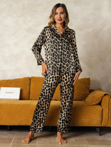 [Leopard] SilkSilky-NL Lange Mouw Dames Pyjama Set 004