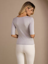 [Lichtgrijs] SilkSilky-NL Half Sleeve Dames T-Shirt 002