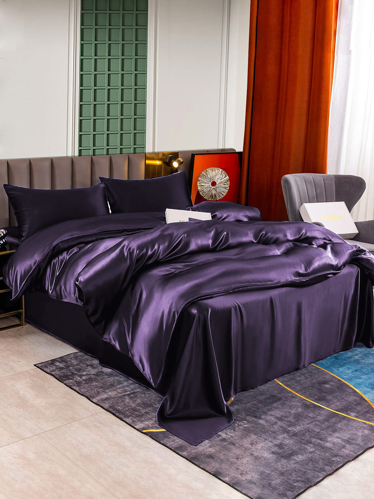 [Donkerpaars] SilkSilky-NL 22Momme Bedding Set 002