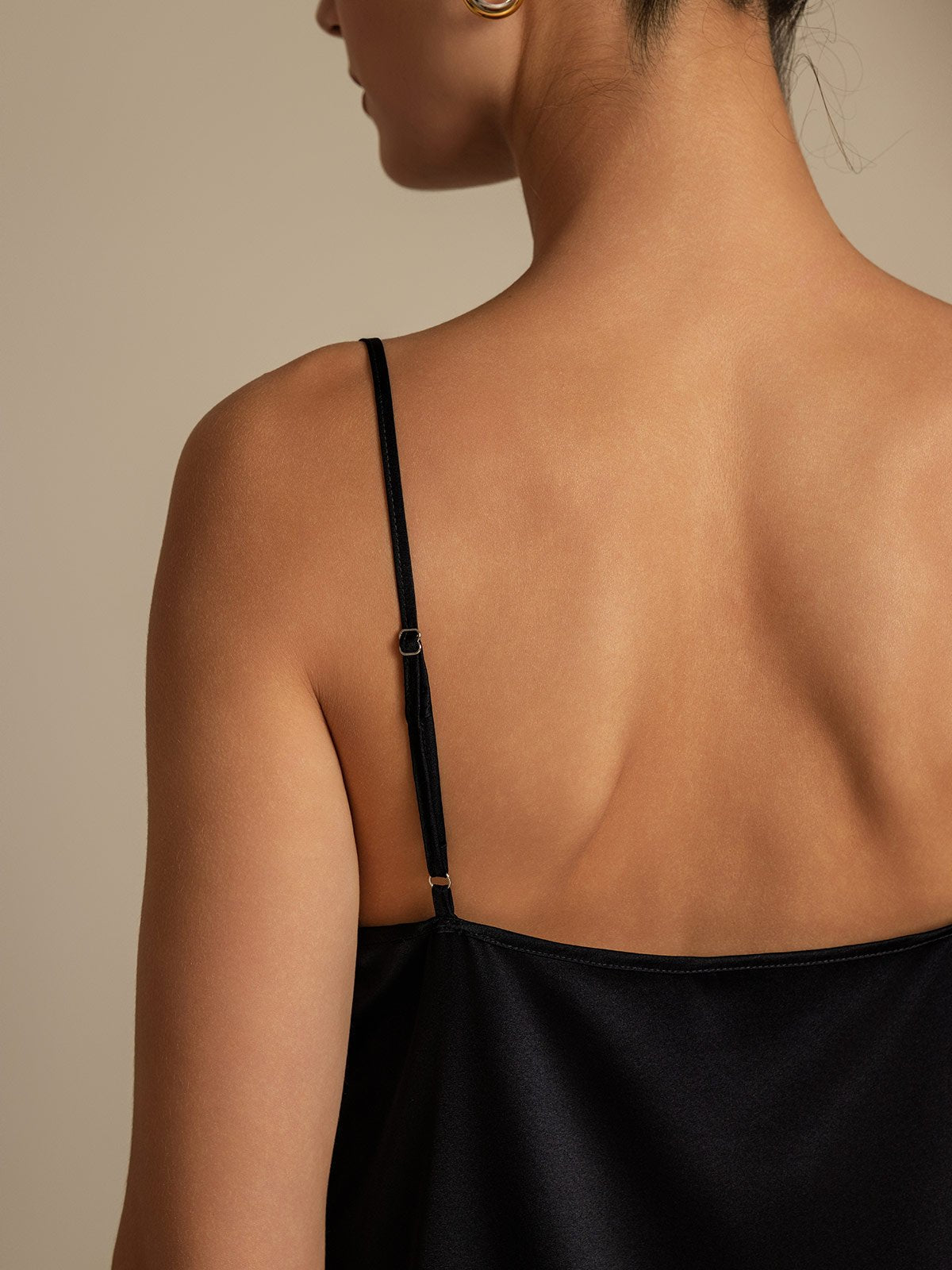 [Zwart] SilkSilky-NL 19Momme Spaghetti Bandjes Waterval Hals Women''s Outfit Sets 005