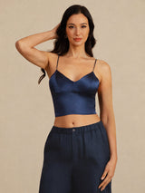 [Donkerblauw] SilkSilky-NL Spaghetti Strap V Neck Cami-Top 001