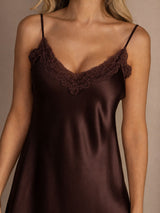 [Bruin] SilkSilky-NL Spaghetti Strap V Neck Nachthemd 004