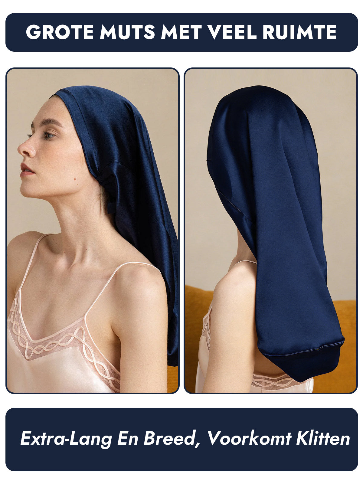 [Donkerblauw] SilkSilky-NL Slaapmutsen 003