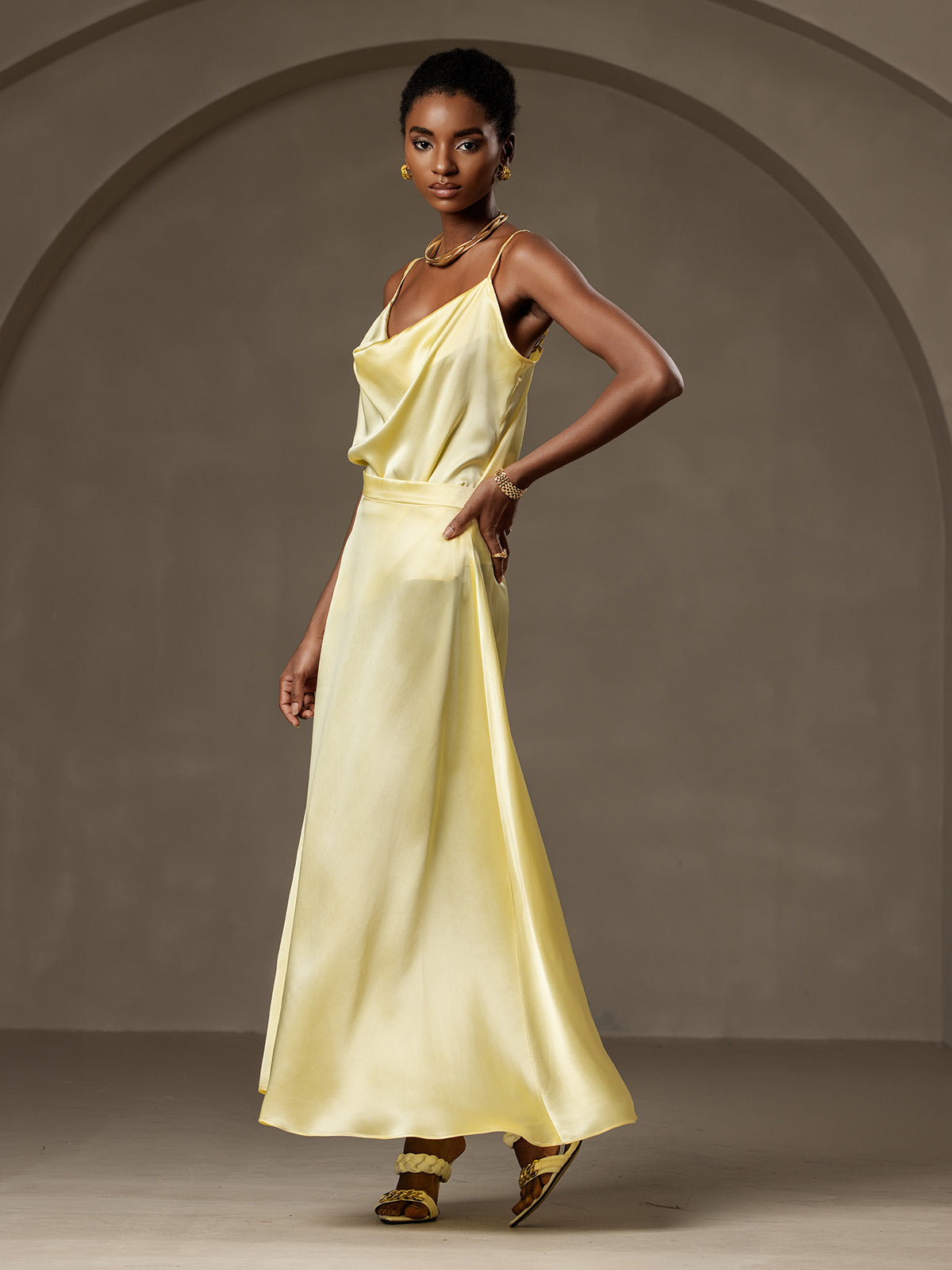 [Lichtgeel] SilkSilky-NL 19Momme Zijde Skirt 007