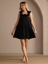 [Zwart] SilkSilky-NL Sleeveless Square Neck Nachthemd 005