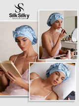 [Hemelsblauw] SilkSilky-NL Slaapmutsen 005