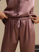 [Bleek Mauve] SilkSilky-NL Long Sleeve Lapel Collar Dames Pyjama Set 006