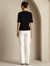 [Zwart] SilkSilky-NL Half Sleeve Crew Hals Dames T-Shirt 004