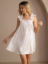[Wit] SilkSilky-NL Sleeveless Square Neck Nachthemd 001