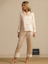 [Champagne] SilkSilky-NL Long Sleeve Lapel Collar Dames Pyjama Set 007