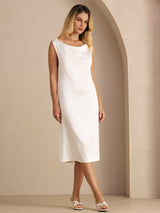 [Wit] SilkSilky-NL Sleeveless Cowl Neck Jurk 001