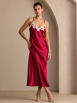[Wijn] SilkSilky-NL Spaghetti Strap V Neck Jurk 003