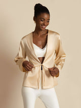 [Champagne] SilkSilky-NL 19Momme Lange Mouw Dames Bovenkleding 005