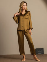 [Bruin] SilkSilky-NL Long Sleeve Lapel Collar Dames Pyjama Set 005