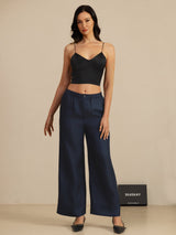 [Zwart] SilkSilky-NL Spaghetti Strap V Neck Cami-Top 007