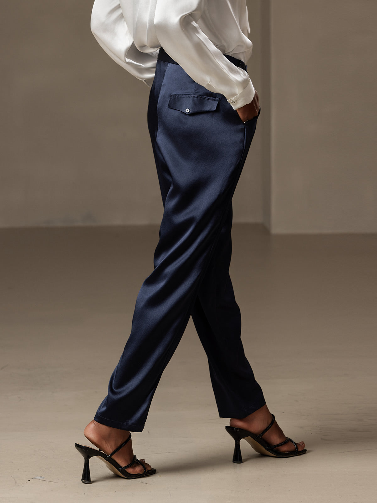 [Donkerblauw] SilkSilky-NL 19Momme Zijde Womens Pants 002