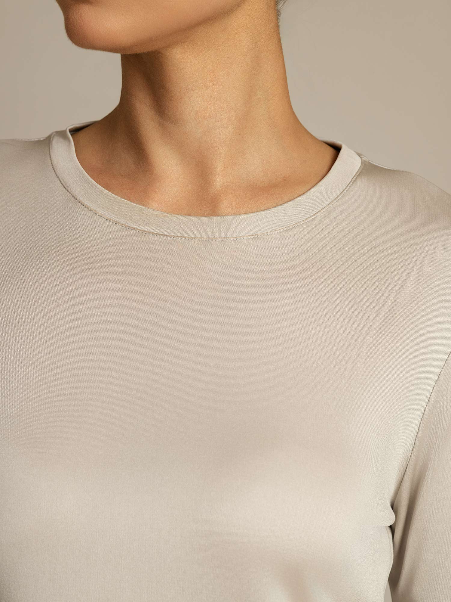 [Grijs] SilkSilky-NL Lange Mouw Crew Hals Dames T-Shirt 004