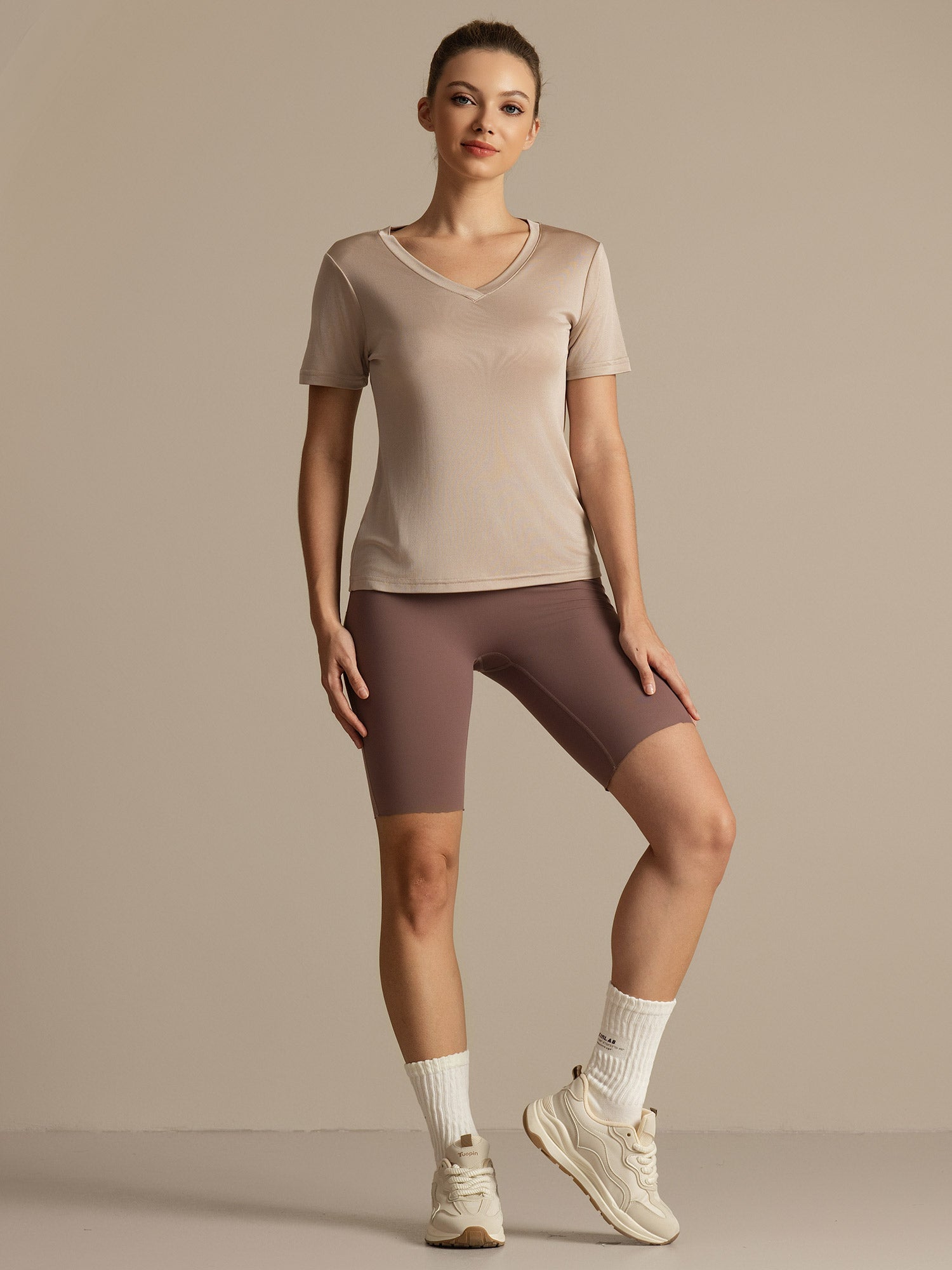 [Lichtkaki] SilkSilky-NL Korte Mouw Dames T-Shirt 007