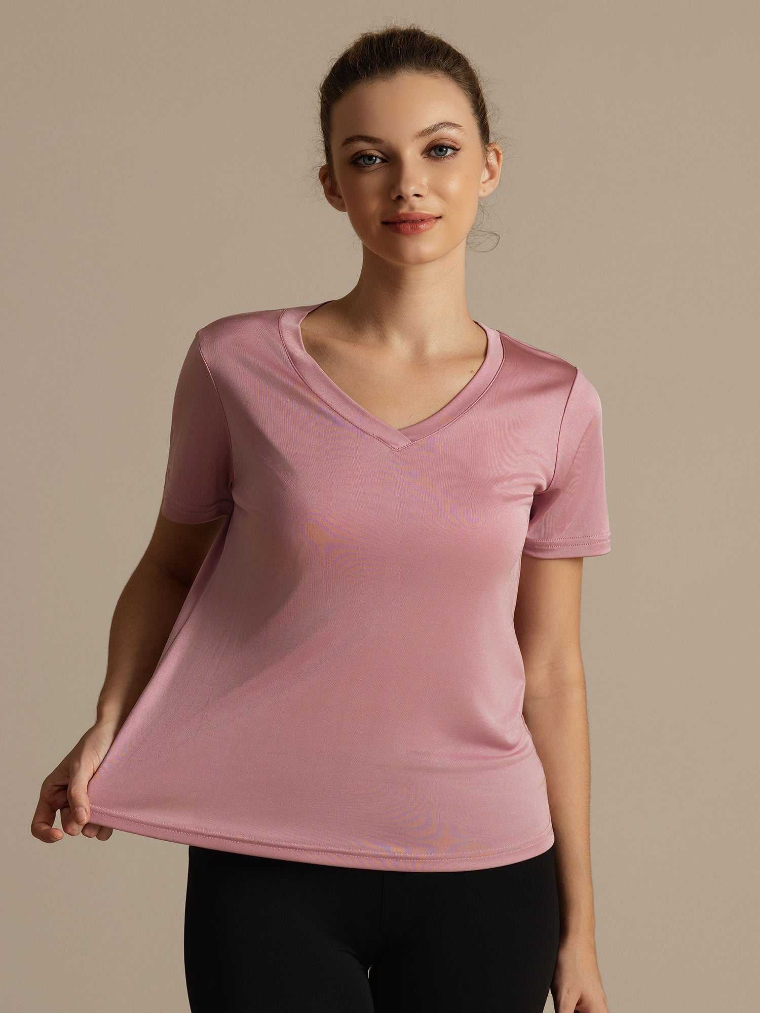 [Bleek Mauve] SilkSilky-NL Korte Mouw Dames T-Shirt 005