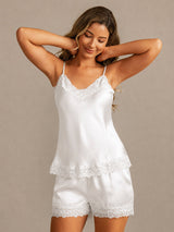 [Wit] SilkSilky-NL Spaghetti Strap V Neck Cami-Set 006