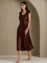[Koffie] SilkSilky-NL Cap Sleeve Jurk 001