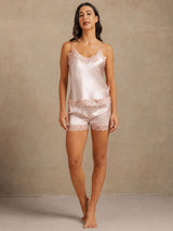 [Roze] SilkSilky-NL Spaghetti Strap V Neck Cami-Set 006