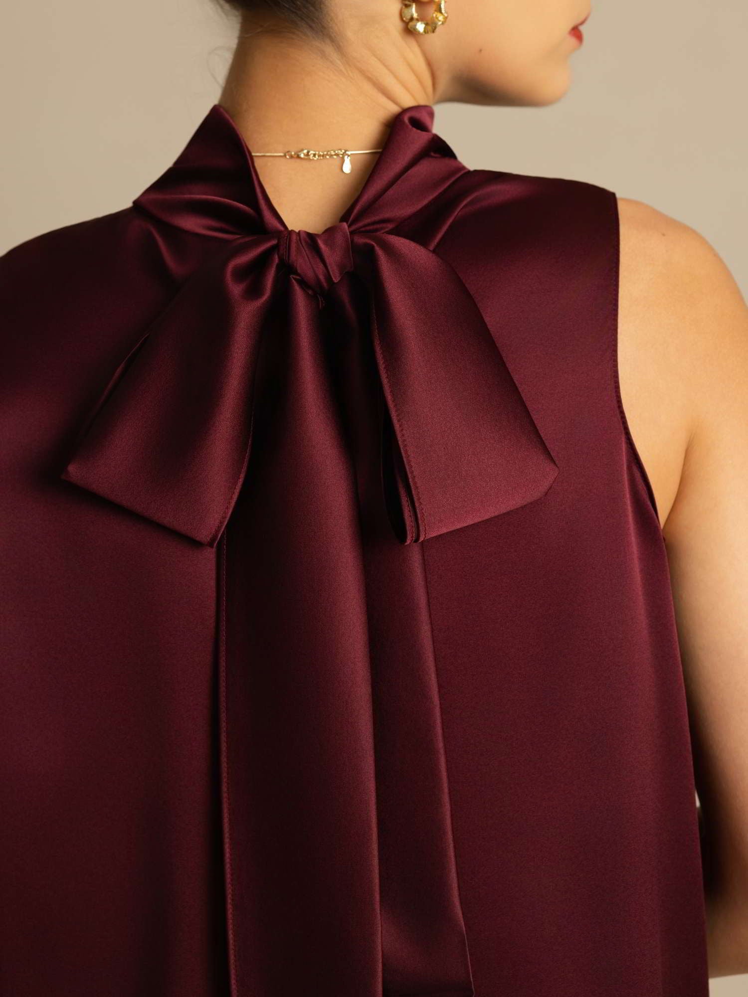 [Donkerrood] SilkSilky-NL 19Momme Zijde Blouse 004