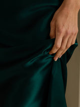 [Donkergroen] SilkSilky-NL Spaghetti Strap V Neck Jurk 005