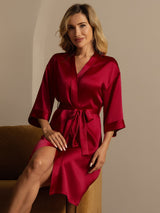 [Wijn] SilkSilky-NL 3/4 Sleeve Dames Kamerjas 004
