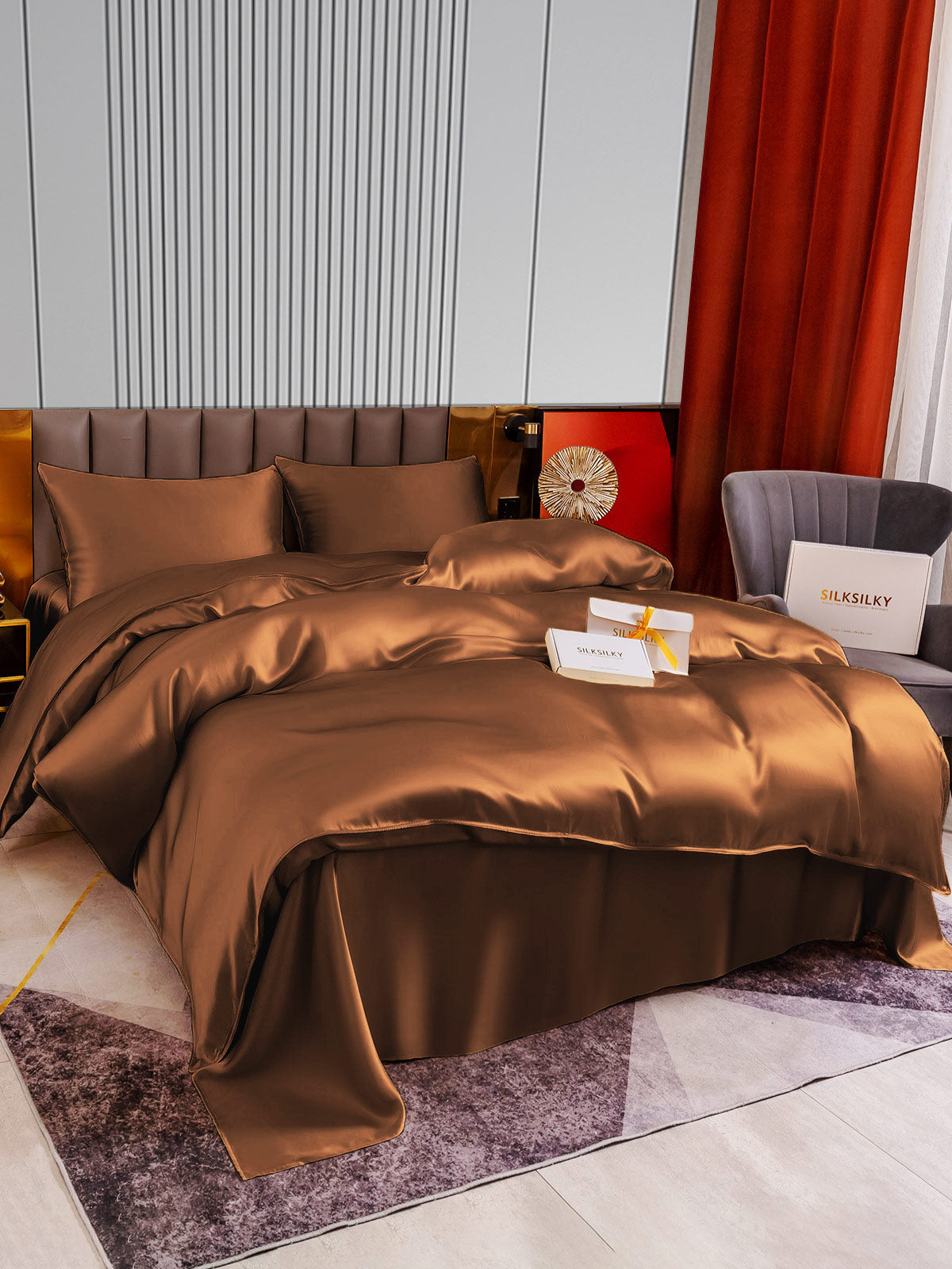 SilkSilky NL 22Momme Pure Silk Bedding Set Koffie 004