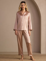 [Toscane] SilkSilky-NL Long Sleeve Lapel Collar Dames Pyjama Set 001