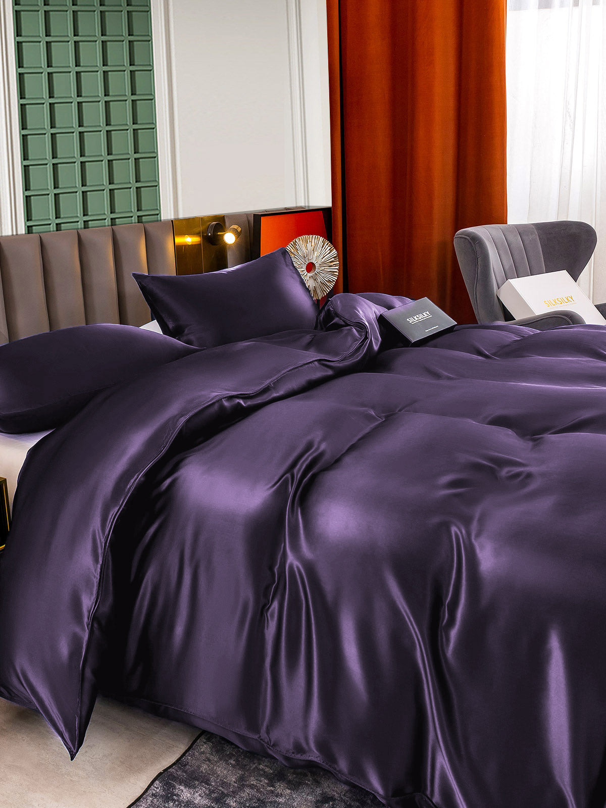 [Donkerpaars] SilkSilky-NL 22Momme Bedding Set 005,