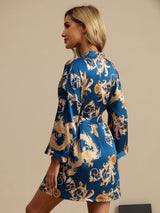 [Navy Draak] SilkSilky-NL 3/4 Mouw Dames Kamerjas 002