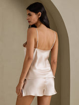 [Beige] SilkSilky-NL Spaghetti Strap Split Cami-Set 002