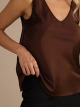 [Koffie] SilkSilky-NL Sleeveless V Neck Cami-Top 004