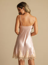 [Roze] SilkSilky-NL Spaghetti Strap V Neck Nachthemd 002