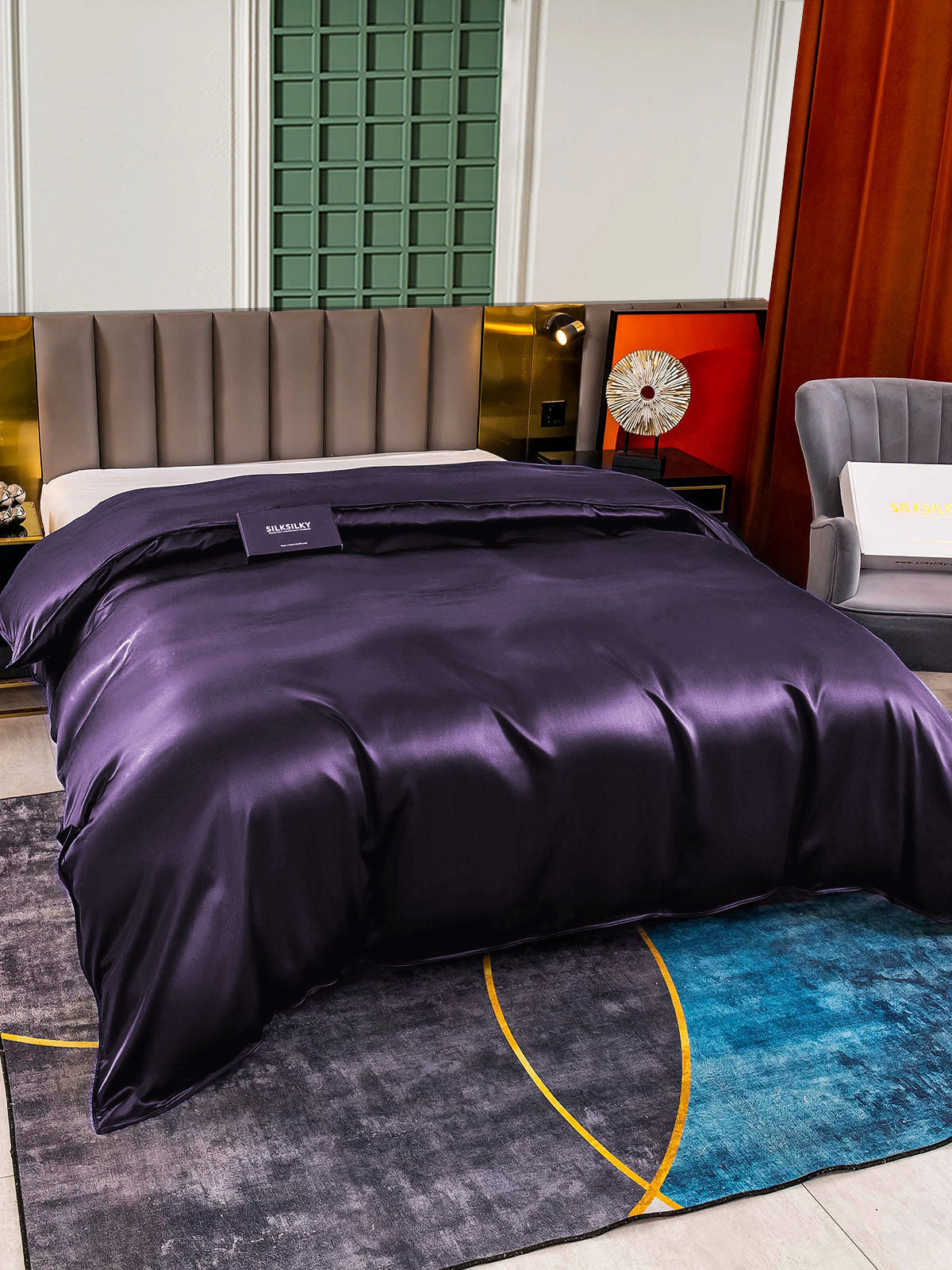 [Donkerpaars] SilkSilky-NL 22Momme Duvet Cover 003,