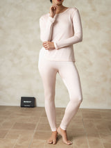 [Lichtroze] SilkSilky-NL Lange Mouw Ronde Hals Dames Lange Onderkleding 006