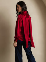 [Wijn] SilkSilky-NL Long Sleeve Tie Neck Blouse 002