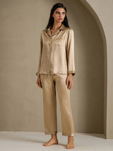 [Champagnegoud] SilkSilky-NL Long Sleeve Lapel Collar Dames Pyjama Set 006