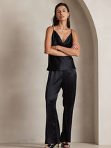 [Zwart] SilkSilky-NL Spaghetti Strap Cowl Neck Cami-Top 006
