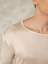 [Tan] SilkSilky-NL Long Sleeve Round Neck Heren Lange Onderkleding 005